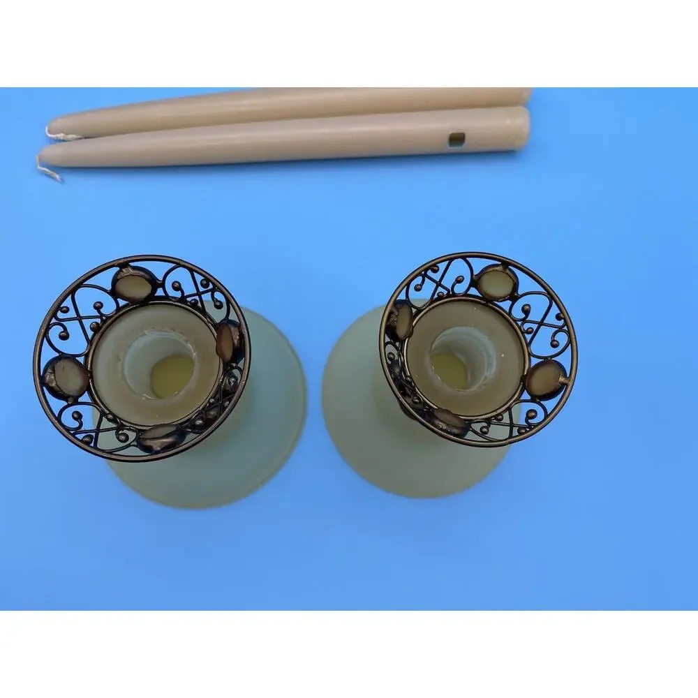 Partylite Paris Retro Amber Holders Candle Assortment Frost Filigree Retired - Picture 8 of 14